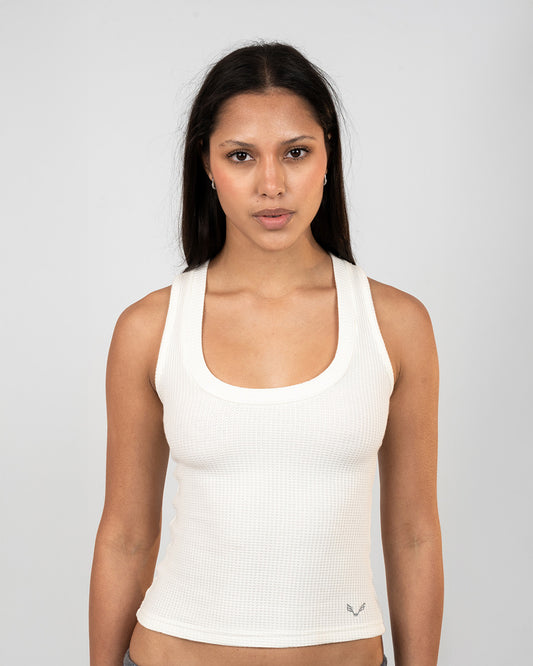 BFEERCE Waffle-Luxe Tank White