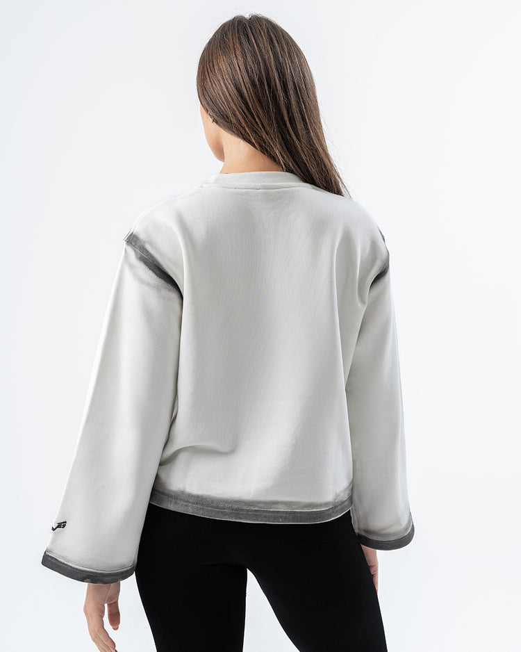 Stone Wash Sweatshirt White Women