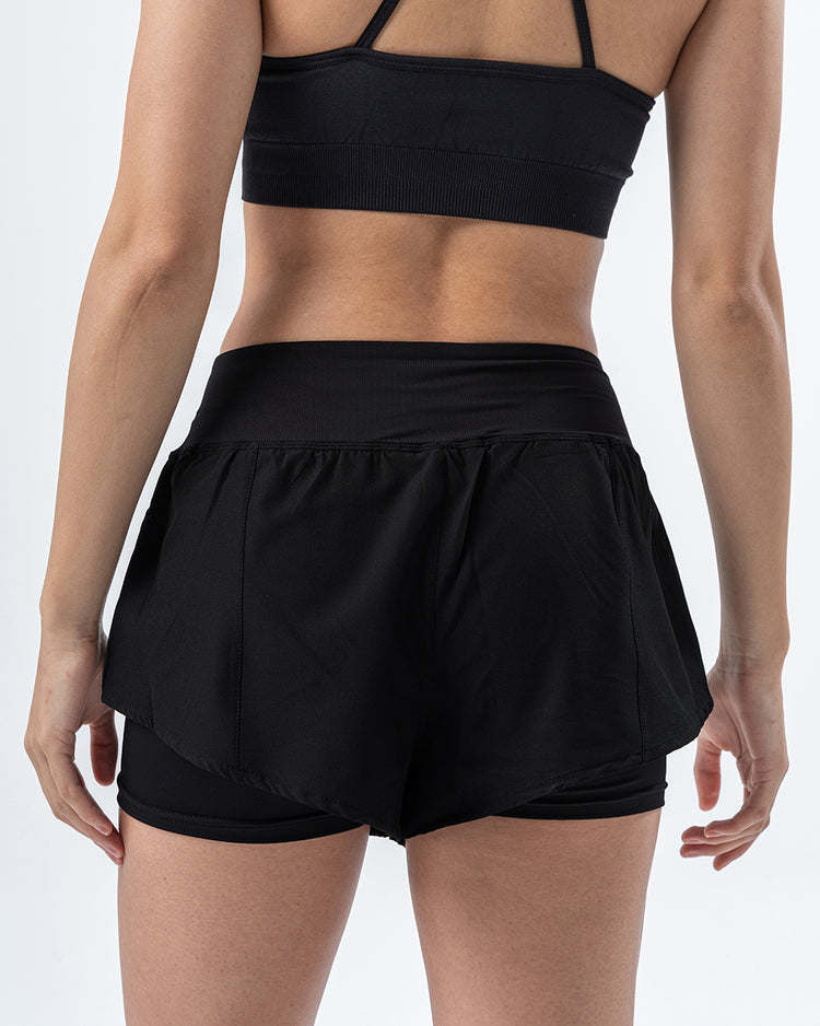 Women 2 in 1 shorts Black
