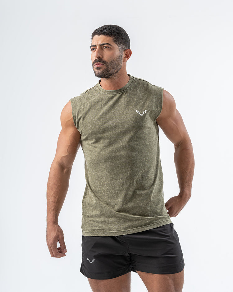 Olive Acid Wash Tank Top