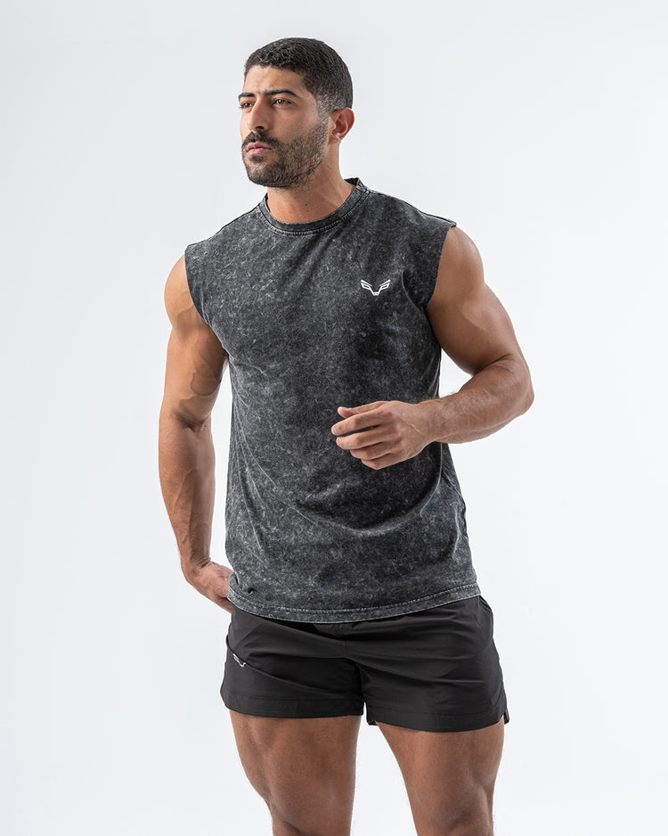 Black Acid Wash Tank Top