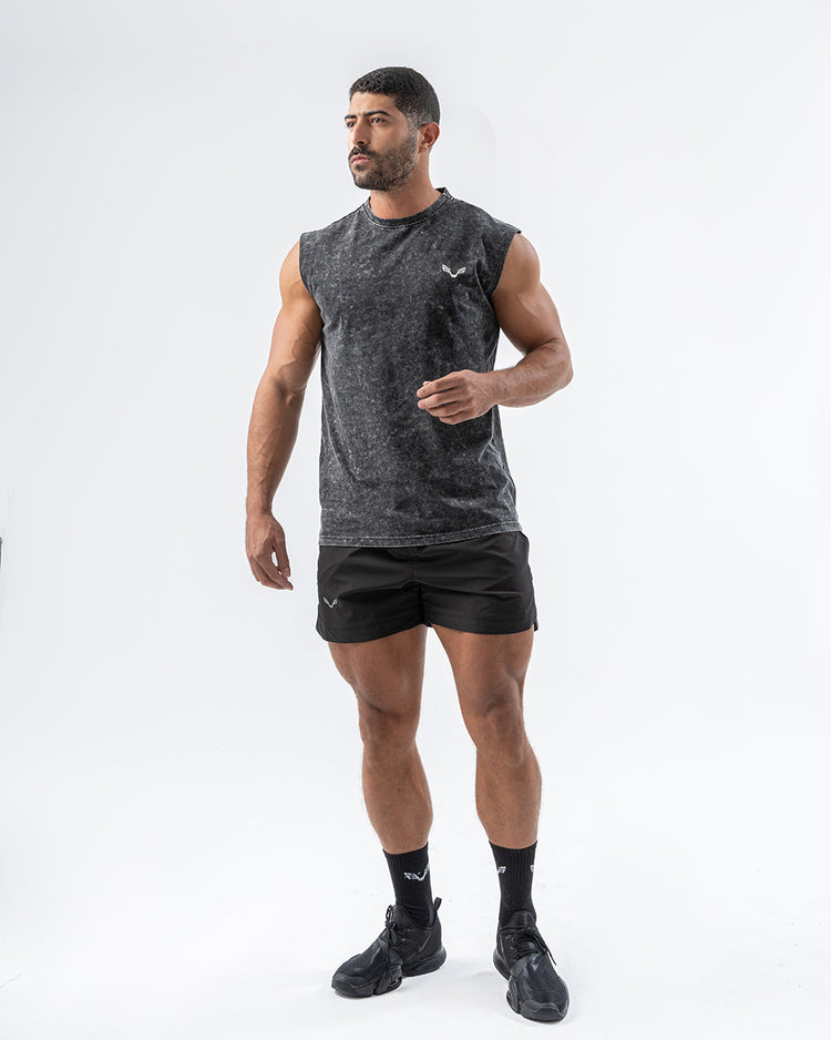 Black Acid Wash Tank Top