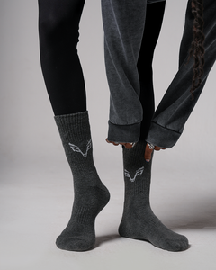 Bfeerce Grey Crew Socks (Unisex)