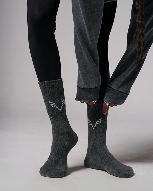 Bfeerce Grey Crew Socks (Unisex)