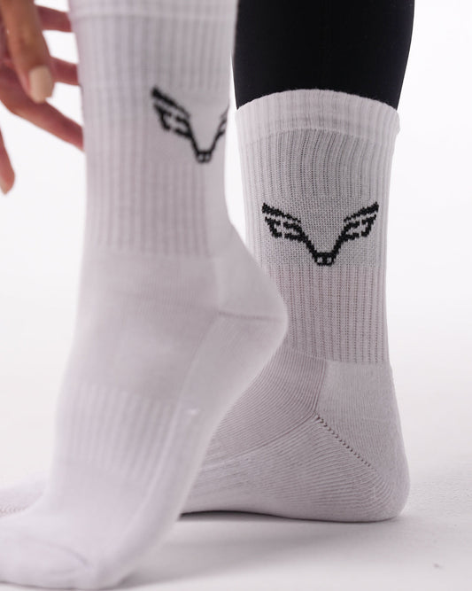 Bfeerce White Crew Socks (Unisex)