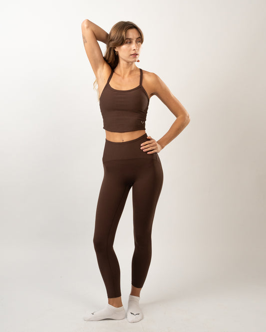 BFEERCE Ribbed Performance Set โ Chocolate Brown