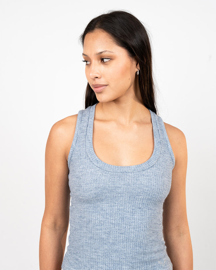 BFEERCE Waffle-Luxe Tank Baby Blue