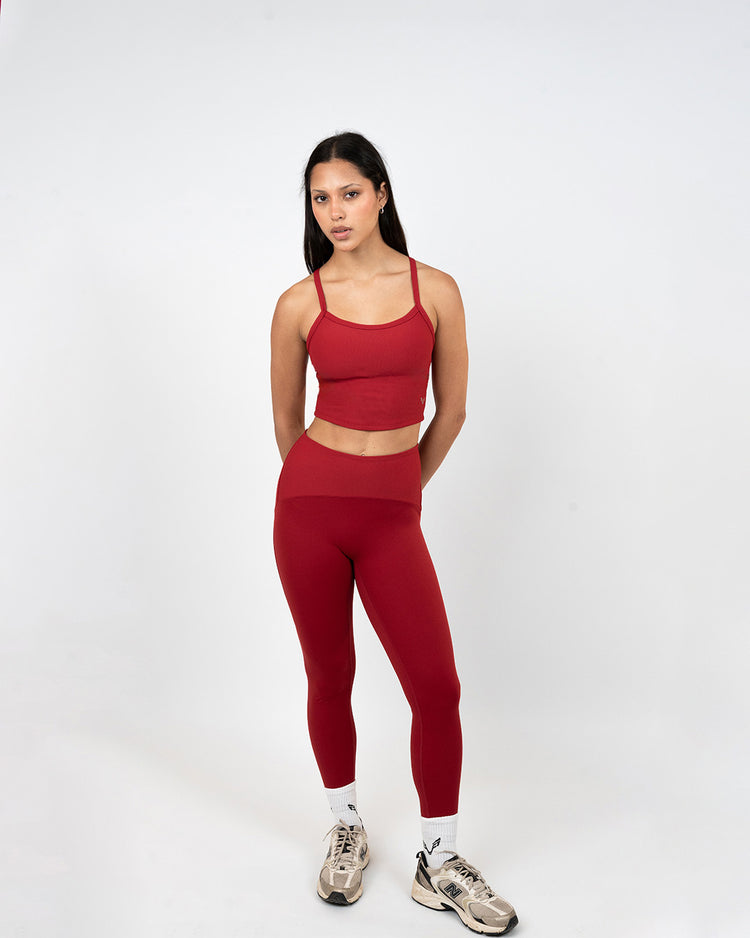 BFEERCE Ribbed Performance Set-Blood Red