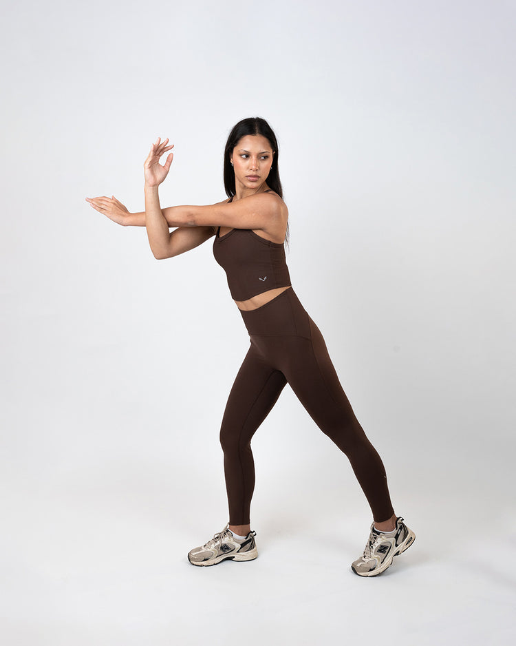 BFEERCE Performance Leggings-Chocolate Brown