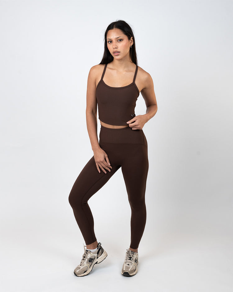 BFEERCE Performance Leggings-Chocolate Brown
