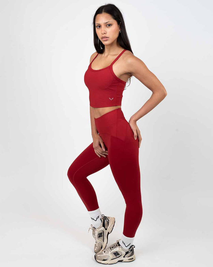 BFEERCE Ribbed Performance Set-Blood Red