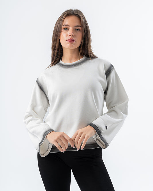 Stone Wash Sweatshirt White Women