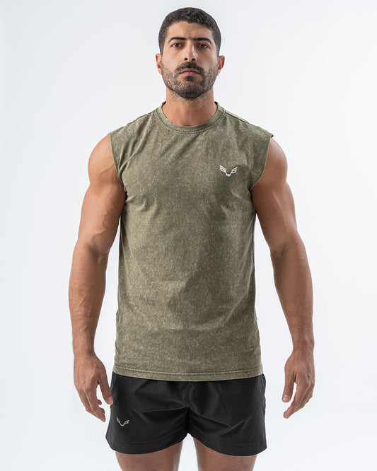 Olive Acid Wash Tank Top