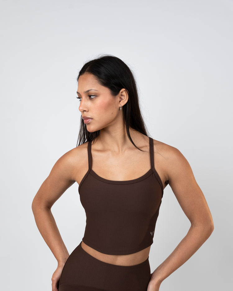 BFEERCE Ribbed Performance Tank – Chocolate Brown