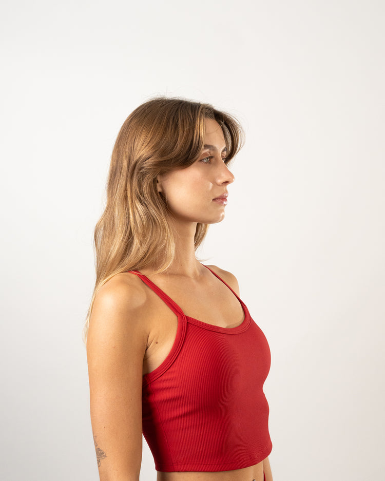 BFEERCE Ribbed Performance Tank- Blood Red