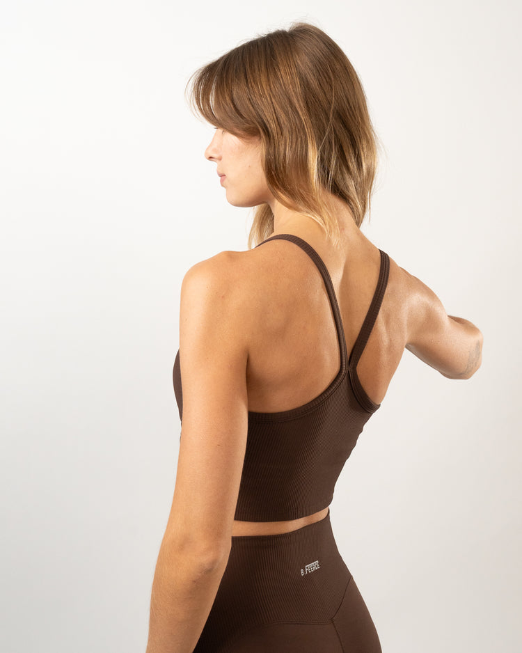 BFEERCE Ribbed Performance Tank – Chocolate Brown