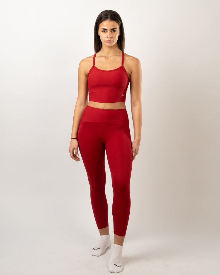 BFEERCE Ribbed Performance Set-Blood Red