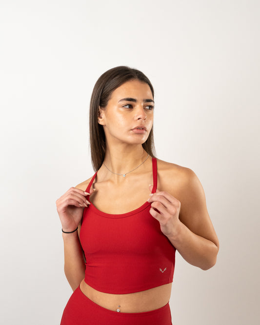 BFEERCE Ribbed Performance Tank- Blood Red