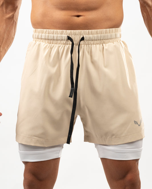 BFEERCE 2-in-1 Performance Shorts – Sand