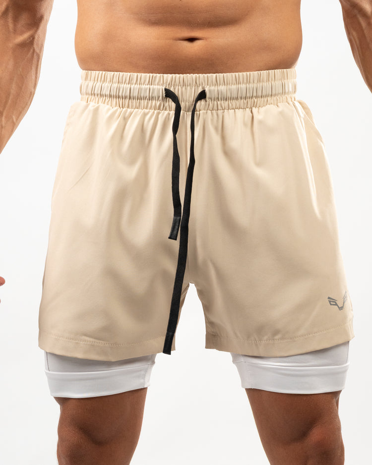 BFEERCE 2-in-1 Performance Shorts – Sand