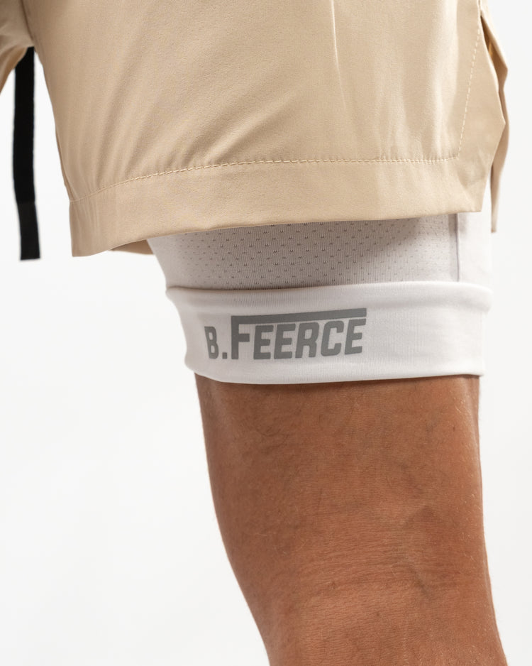 BFEERCE 2-in-1 Performance Shorts – Sand