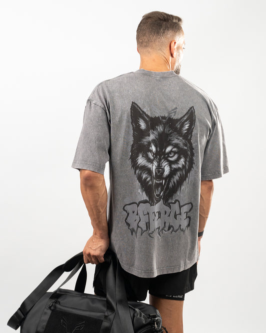 BFEERCE Grey Wolf Design Oversized T-Shirt Men